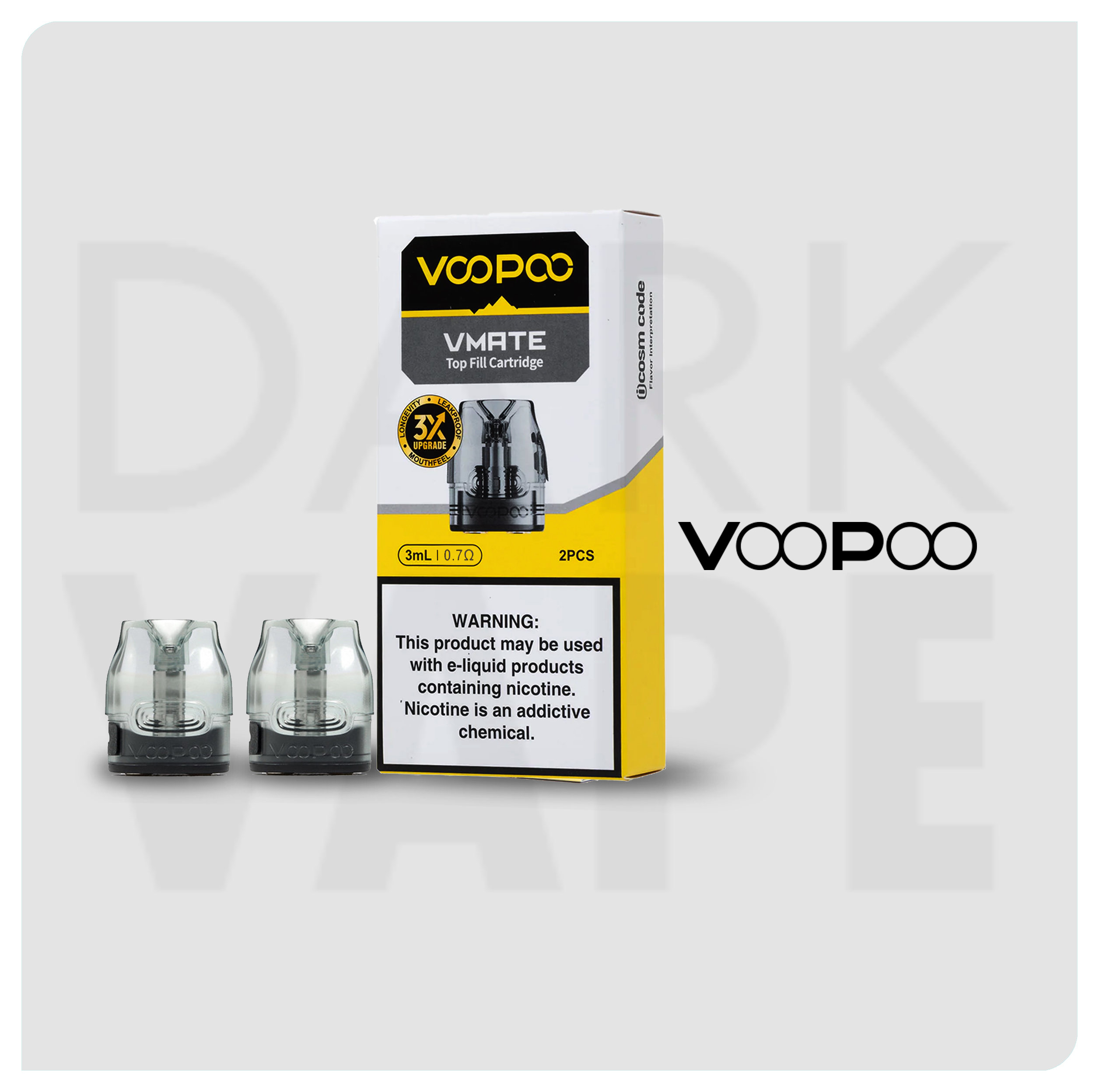 REPUESTO - Pod´s - Voopoo - VMATE Replacement pod Cartridge V2 - coil 0.7ohm - 3ml 2Pcs. - (Pack x 2)